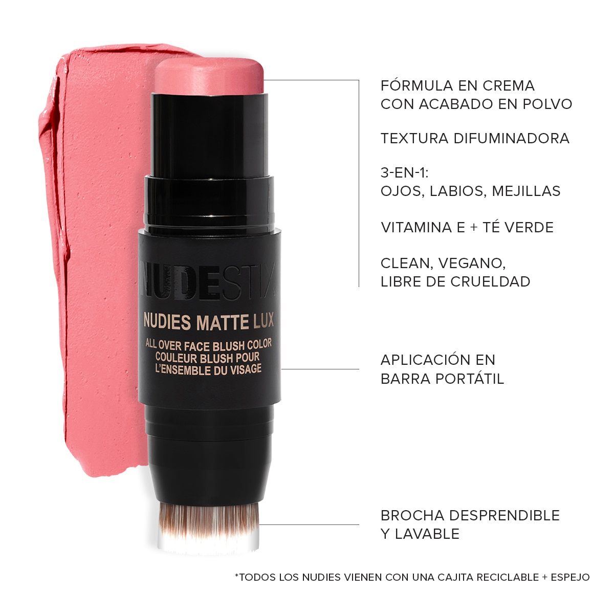 NUDIES MATTE LUX ALL OVER FACE BLUSH COLOR (RUBOR EN BARRA)